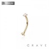 INTERNALLY THREADED CZ PRONG SET EYEBROW ASTM F-136 IMPLANT GRADE TITANIUM CURVED BARBELL